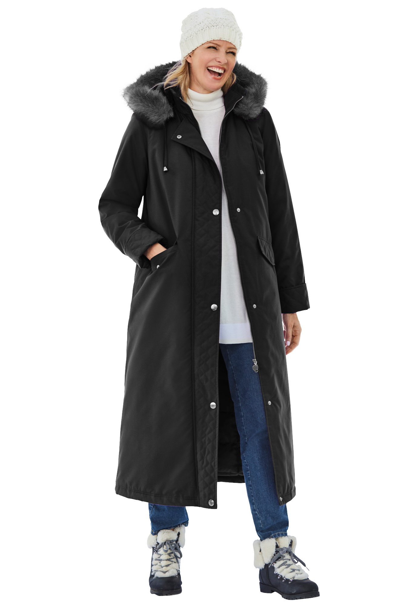 Woman Within Women's Plus Size Long Hooded Down Microfiber Parka Coat - image 1 of 3
