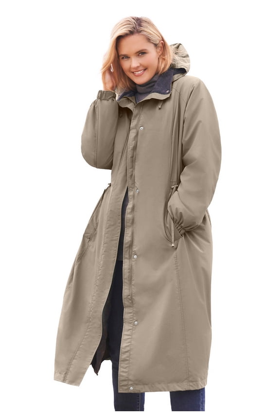Plus Size Long Hooded Taslon Jacket