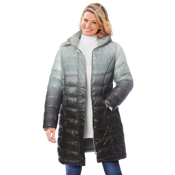 Woman Within Plus Size Long Packable Puffer Jacket