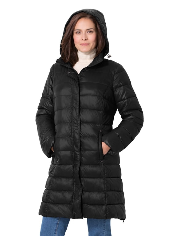 Plus Size Long Packable Puffer Jacket