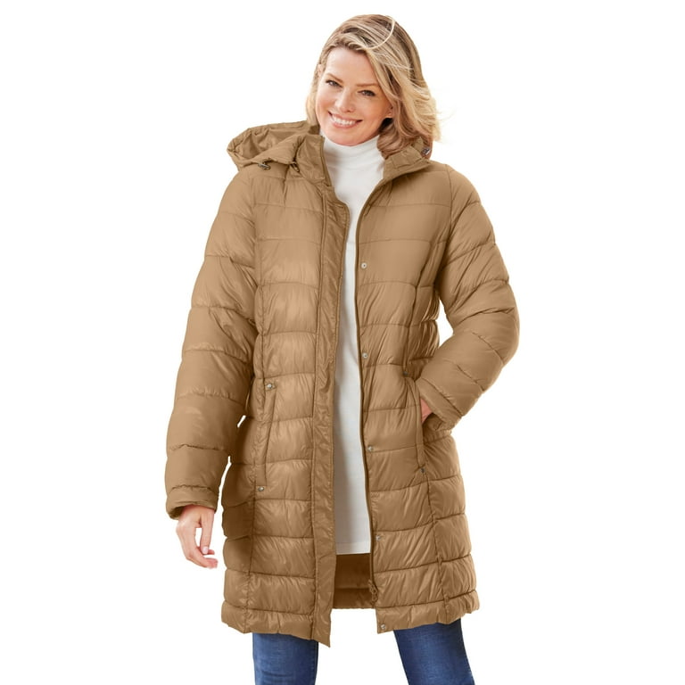 Woman Within Women s Plus Size Long Packable Puffer Jacket