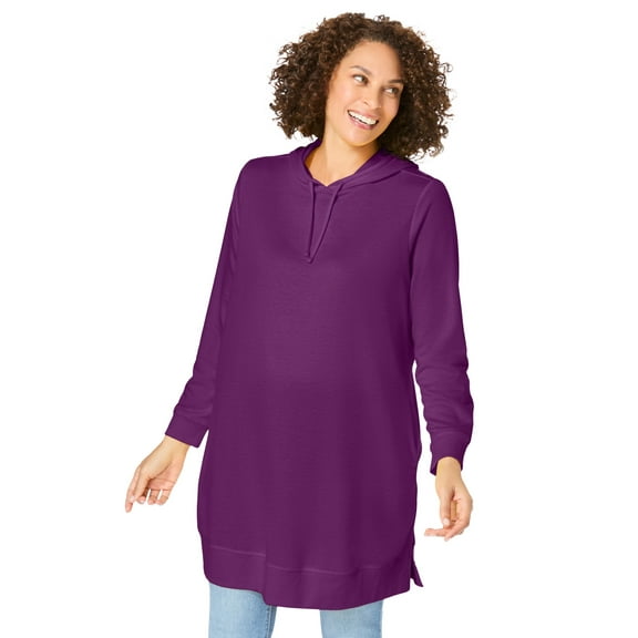 Woman Within Plus Size Longer-Length Hoodie Sweatshirt.