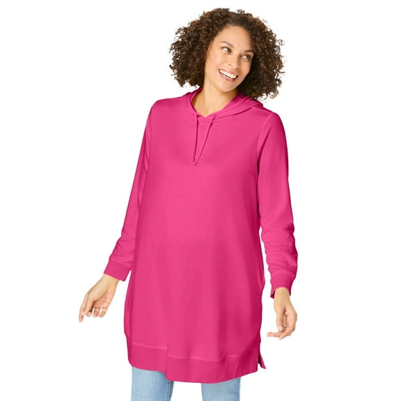 Woman Within Plus Size Longer-Length Hoodie Sweatshirt.