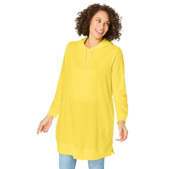 Woman Within Plus Size Longer-Length Hoodie Sweatshirt.