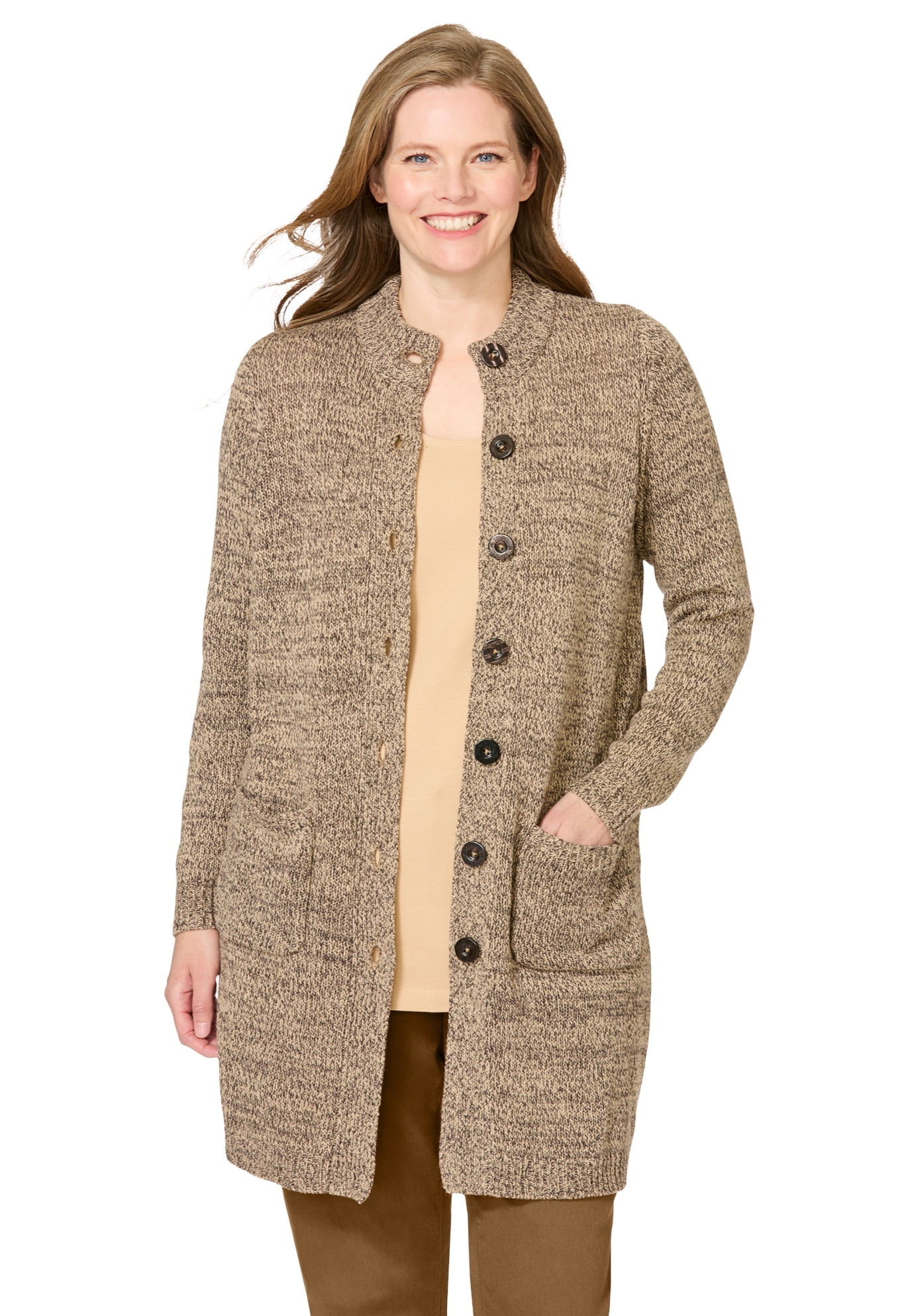 Plus Size Marled Jacket Duster Sweater