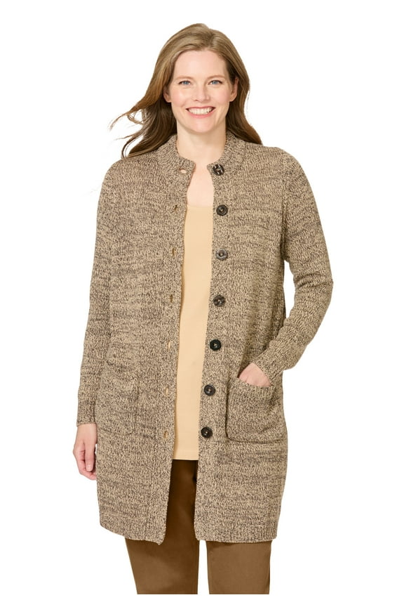 Plus Size Marled Jacket Duster Sweater