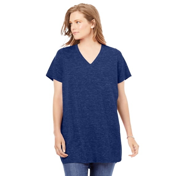 Woman Within Women's Plus Size Marled V-Neck Tunic