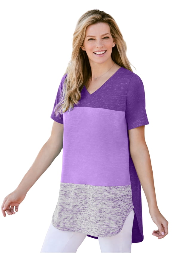 Plus Size Marled V-Neck Tunic