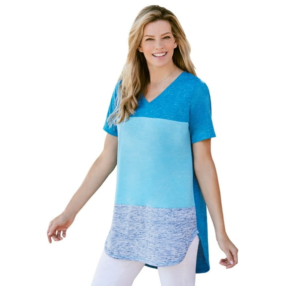 Woman Within Plus Size Marled V-Neck Tunic