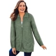thumbnail image 1 of Woman Within Plus Size Marled Zip-Front Cable Knit Cardigan Sweater, 1 of 6