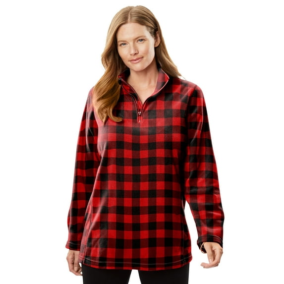 Woman Within Plus Size Microfleece Quarter-Zip Pullover