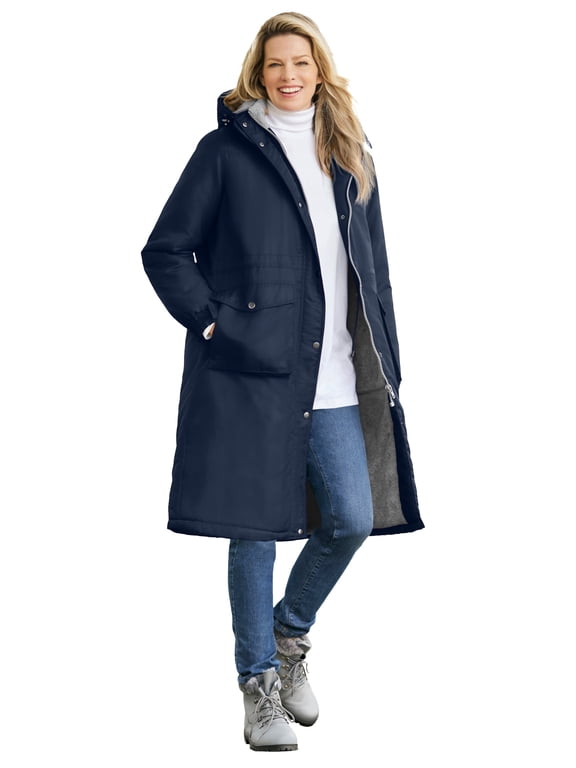 Plus Size Longer Length Microfiber Parka
