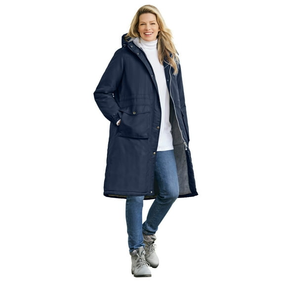 Woman Within Plus Size Mid-Length Microfiber Parka