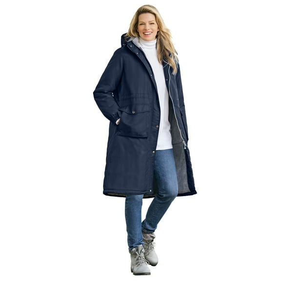 Woman Within Plus Size Mid-Length Microfiber Parka