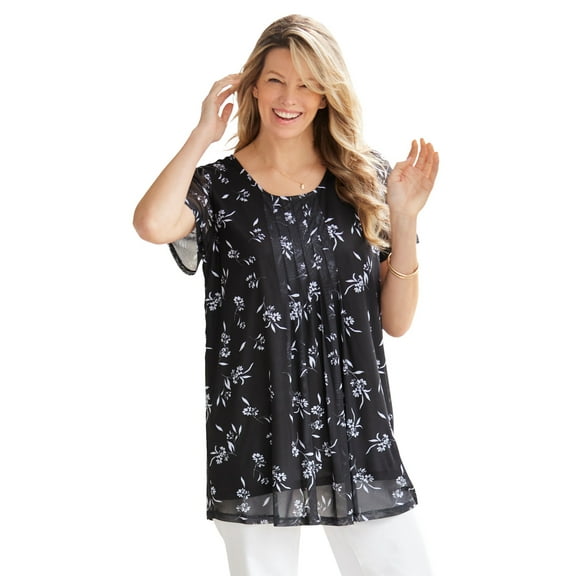 Woman Within Plus Size Miracle Mesh Overlay Tunic