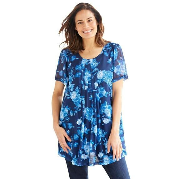 Woman Within Plus Size Miracle Mesh Overlay Tunic