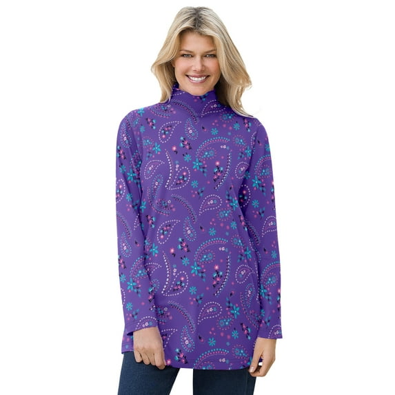 Woman Within Plus Size Mockneck Long-Sleeve Tunic