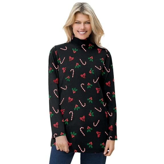 Woman Within Plus Size Mockneck Long-Sleeve Tunic