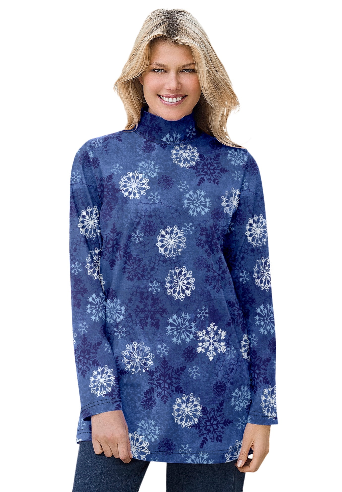 Plus Size Mockneck Long-Sleeve Tunic