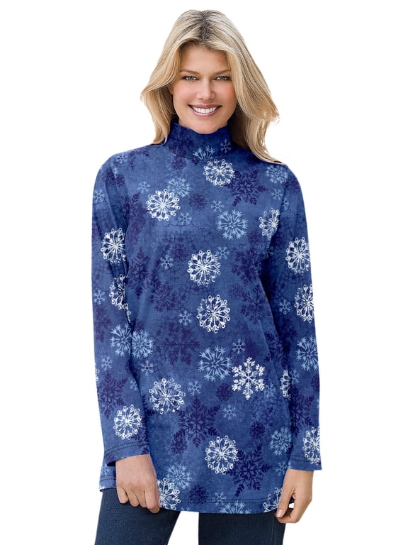 Plus Size Mockneck Long-Sleeve Tunic