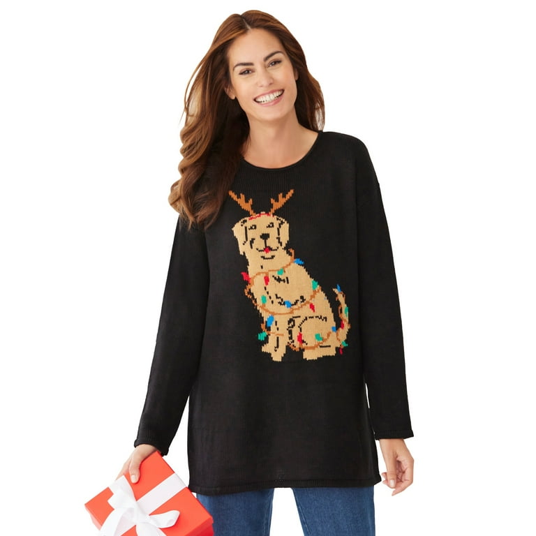 Woman Within Women s Plus Size Motif Sweater Pullover