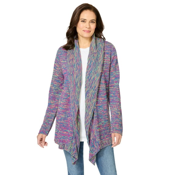 Woman Within Plus Size Multi Marled Cardigan Sweater