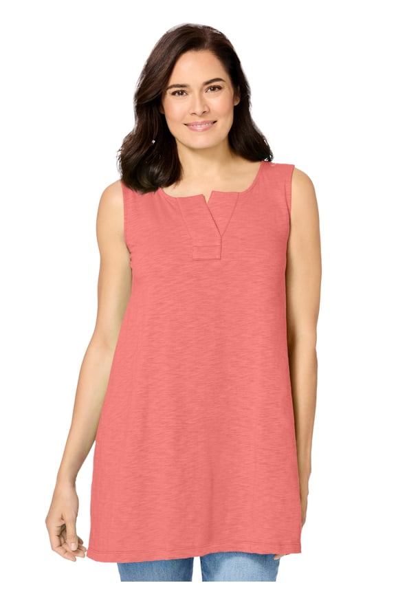 Plus Size Notch Swing Tunic