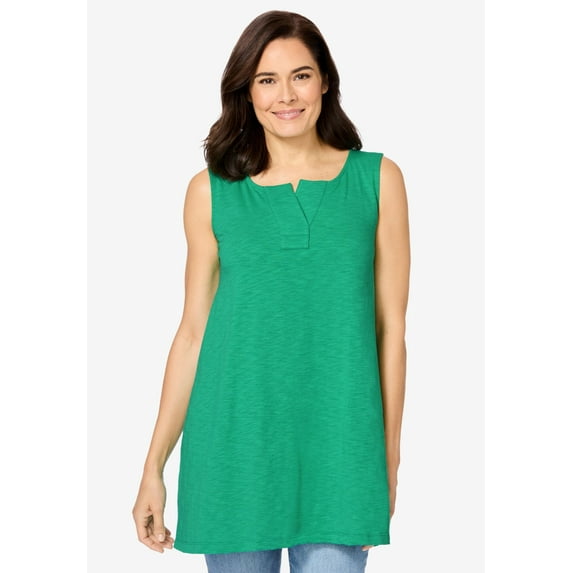 Woman Within Plus Size Notch Swing Tunic