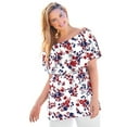 thumbnail image 1 of Woman Within Women's Plus Size Off Shoulder Ruffle Tee Shirt, 1 of 6