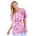 thumbnail image 1 of Woman Within Women's Plus Size Off Shoulder Ruffle Tee Shirt, 1 of 6