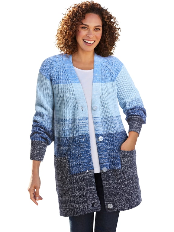 Plus Size Ombre Shaker Cardigan Sweater