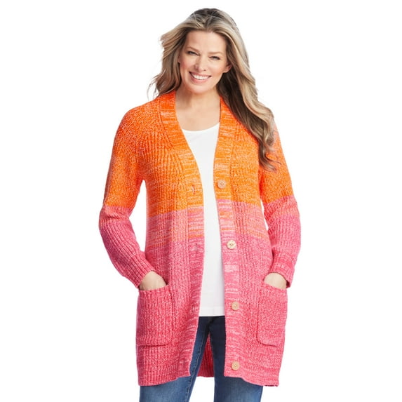 Woman Within Plus Size Ombre Shaker Cardigan