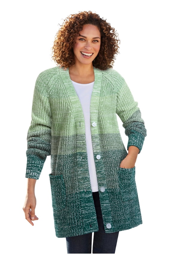 Plus Size Ombre Shaker Cardigan Sweater
