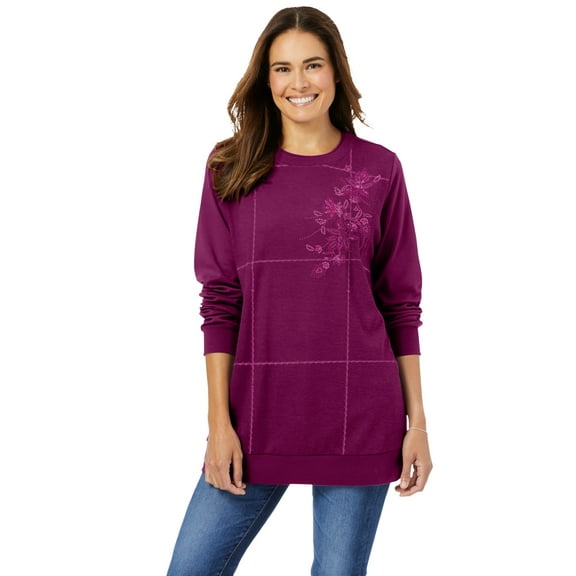 Woman Within Plus Size Patchwork Embroidered Top