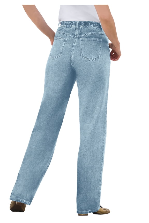 Plus Size Perfect Back-Elastic Gap-Free Straight-Leg Cotton Jeans