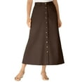 thumbnail image 1 of Woman Within Plus Size Perfect Side-Elastic All-Cotton Button Front Denim Jeans Skirt, 1 of 4