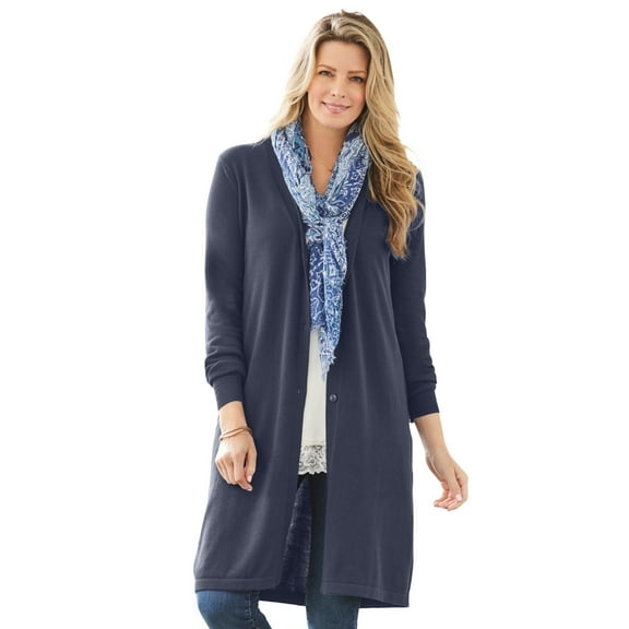 Woman Within Plus Size Perfect Cotton Duster Sweater
