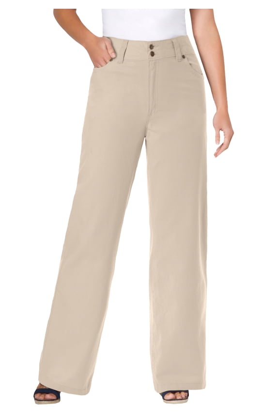 Plus Size Perfect Wide-Leg All-Cotton Denim Five-Pocket Jeans
