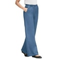 thumbnail image 1 of Woman Within Plus Size Perfect Elastic-Waist Wide-Leg All-Cotton Pull-On Denim Jeans, 1 of 1
