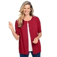thumbnail image 1 of Woman Within Plus Size Perfect Elbow-Length Sleeve Cardigan Sweater, 1 of 6