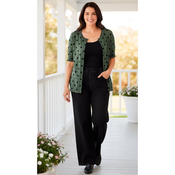 Woman Within Plus Size Perfect Elbow-Length Sleeve Cardigan Sweater