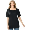 thumbnail image 1 of Woman Within Plus Size Perfect Elbow-Sleeve Square-Neck Tee, 1 of 6