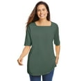 thumbnail image 1 of Woman Within Plus Size Perfect Elbow-Sleeve Square-Neck Tee, 1 of 6