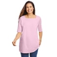 thumbnail image 1 of Woman Within Plus Size Perfect Elbow-Sleeve Square-Neck Tee, 1 of 5