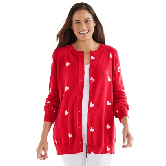 Woman Within Plus Size Perfect Long-Sleeve Cardigan Sweater