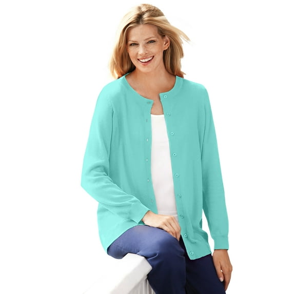 Woman Within Plus Size Perfect Long-Sleeve Cardigan