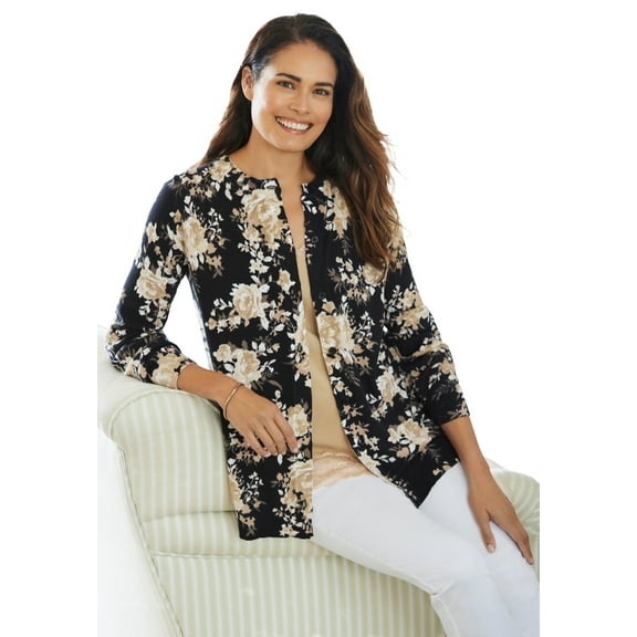 Woman Within Plus Size Perfect Long-Sleeve Cardigan Sweater