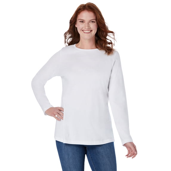 Woman Within Plus Size Petite Perfect Long-Sleeve Crewneck Tee