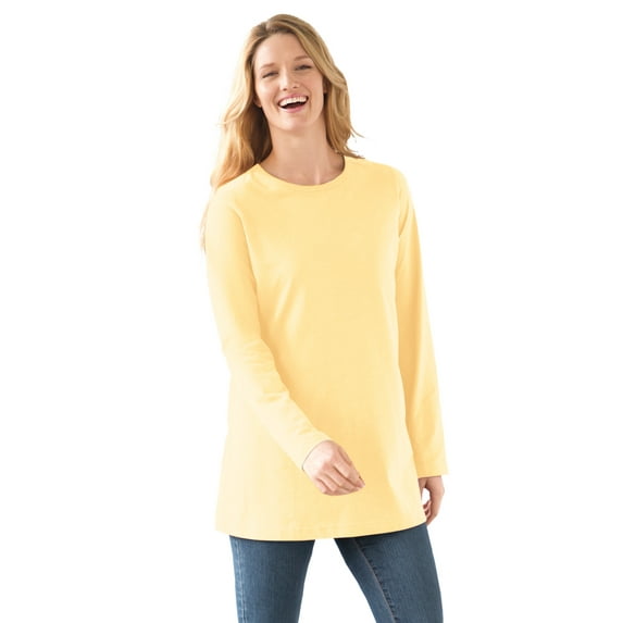 Woman Within Plus Size Perfect Long-Sleeve Crewneck Tee (Petite Available)