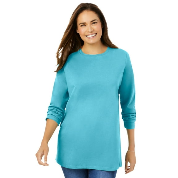 Woman Within Plus Size Perfect Long-Sleeve Crewneck Tee (Petite Available)